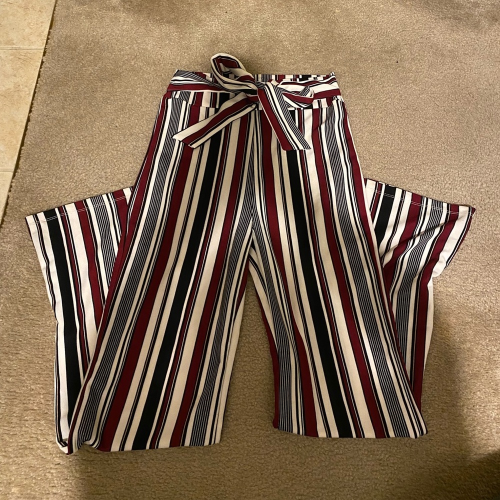 Red and white striped pants